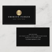 黄金色のグカスタムラデーションの円の黒に、高級なロゴ 名刺 (正面/裏面)