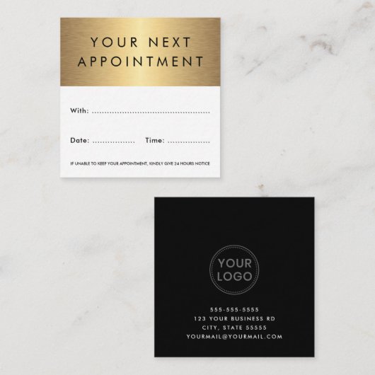 黄金色のグラデーション（白色）のカスタムロゴ 予約カード (正面/裏面)