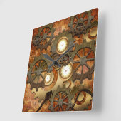 黄金色のスチームパンク スクエア壁時計 (傾斜)