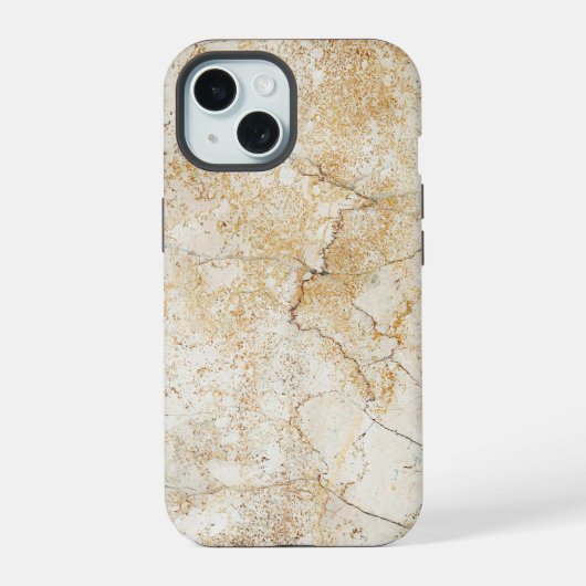 黄金色のテクスチャを持つ大理石 iPhone 15ケース (裏面)