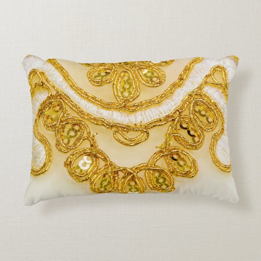 黄金色のレースのストライプ。背景テクスチャ、太陽 アクセントクッション (正面)