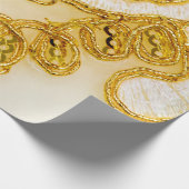 黄金色のレースのストライプ。背景テクスチャ、太陽 ラッピングペーパー (角)