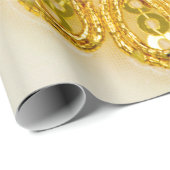 黄金色のレースのストライプ。背景テクスチャ、太陽 ラッピングペーパー (ロールコーナー)