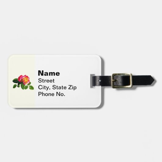 黄金色の中心を持つ赤いバラ ラゲッジタグ (正面横)