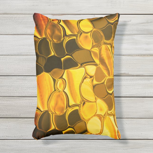 黄金色の丸い形状、光沢のある非常に金ゴールド? アウトドアクッション (正面(縦))