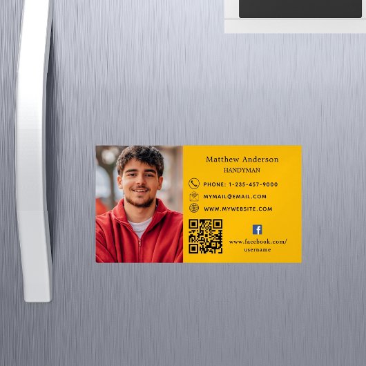 黄金色の修理写真QRコード取扱業者 マグネット名刺