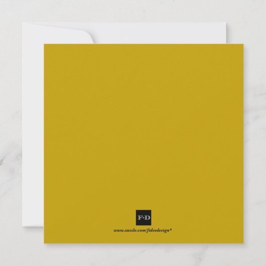 黄金色の四角い枠企業のの休日 招待状 (裏面)