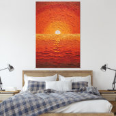 黄金色の太陽が輝く海の地平線を描いた抽象的なウォールアート キャンバスプリント (インサイチュ (寝室))