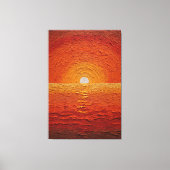 黄金色の太陽が輝く海の地平線を描いた抽象的なウォールアート キャンバスプリント (正面)