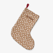 黄金色の小麦と白いドット（名前） スモールクリスマスストッキング (正面 (吊り時))