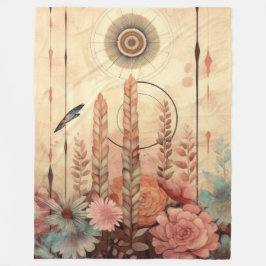 黄金色の小麦の花 フリースブランケット