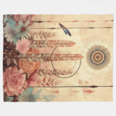 黄金色の小麦の花 フリースブランケット (正面(横))