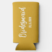 黄金色の様式化結婚した花嫁のメイド スリム缶クーラー (裏面)