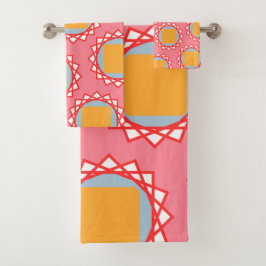 黄金色の正方形パターン バスタオルセット