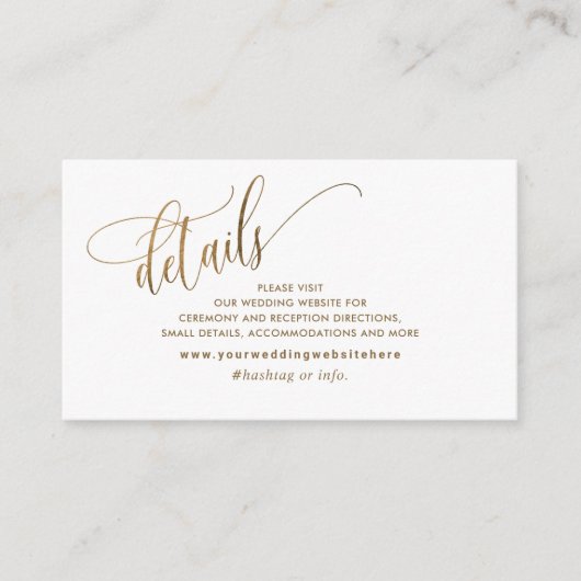 黄金色の水の色の結婚詳細/ウェブサイト エンクロージャーカード (正面)