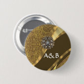 黄金色の渦巻きパターン 缶バッジ (正面&裏面)