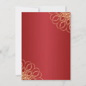 黄金色の渦巻く濃い赤のリタイアメントパーティー 招待状 (裏面)