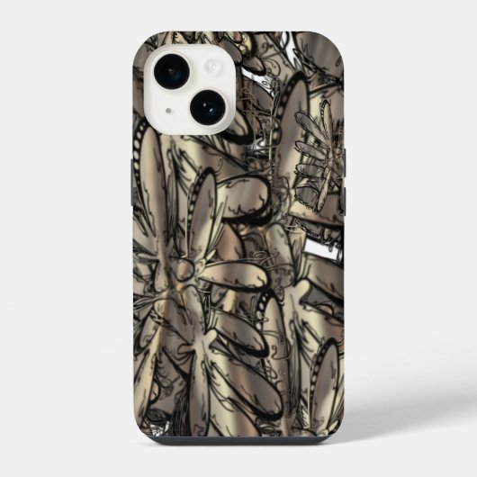 黄金色の炎の花 iPhoneケース (裏面)