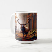 黄金色の秋に魅了された森のエルク・エルド コーヒーマグカップ (正面左)