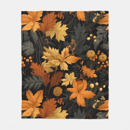 黄金色の紅葉 フリースブランケット (正面)