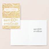 黄金色の結婚葉50周年実在 箔カード (ディスプレー)