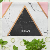 黄金色の線を持つ大理石テクスチャ キッチンタオル (折り畳み)