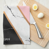 黄金色の線を持つ大理石テクスチャ キッチンタオル (四つ折り)