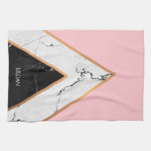 黄金色の線を持つ大理石テクスチャ キッチンタオル (横)