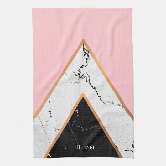 黄金色の線を持つ大理石テクスチャ キッチンタオル (縦)