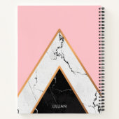 黄金色の線を持つ大理石テクスチャ ノートブック (裏面)