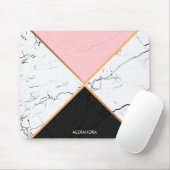 黄金色の線を持つ白い大理石 マウスパッド (マウス)