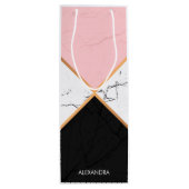 黄金色の線を持つ白い大理石 ワインギフトバッグ (裏面)