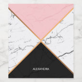 黄金色の線を持つ白い大理石 ワインラベル (シングルラベル)