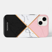 黄金色の線を持つ白い大理石 iPhoneケース (裏面横)