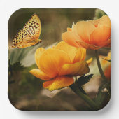 黄金色の花と蝶 ペーパープレート (正面)