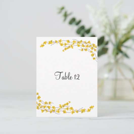 黄金色の花のテーブルのシーティングカード ポストカード (スタンド正面)