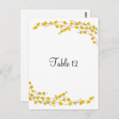 黄金色の花のテーブルのシーティングカード ポストカード (正面/裏面)