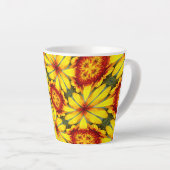 黄金色の花のパターン カフェラテマグ (右アングル)