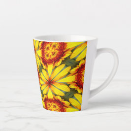 黄金色の花のパターン カフェラテマグ