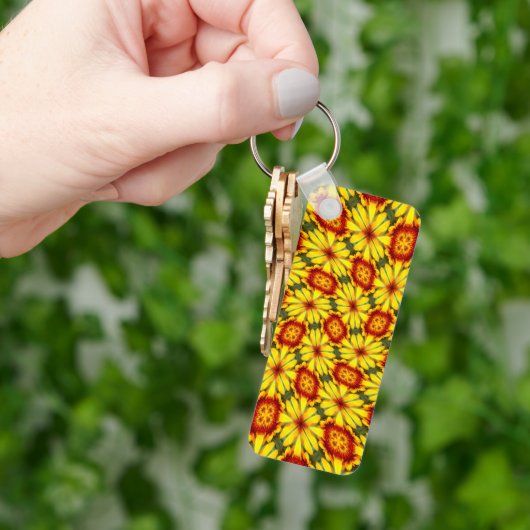 黄金色の花のパターン キーホルダー (手)