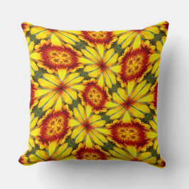 黄金色の花のパターン クッション