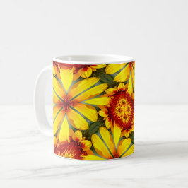 黄金色の花のパターン コーヒーマグカップ