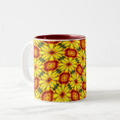 黄金色の花のパターン ツートーンマグカップ (正面左)