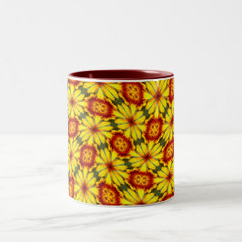 黄金色の花のパターン ツートーンマグカップ