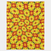 黄金色の花のパターン フリースブランケット (正面)