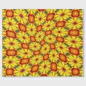 黄金色の花のパターン ラッピングペーパー (フラット)