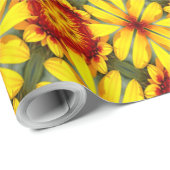 黄金色の花のパターン ラッピングペーパー (ロールコーナー)