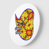 黄金色の花のパターン ラージ壁時計 (傾斜)