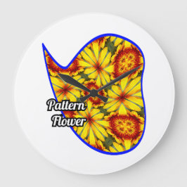 黄金色の花のパターン ラージ壁時計