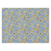 黄金色の花パターンB01 LBlue BG テーブルクロス (正面(横))